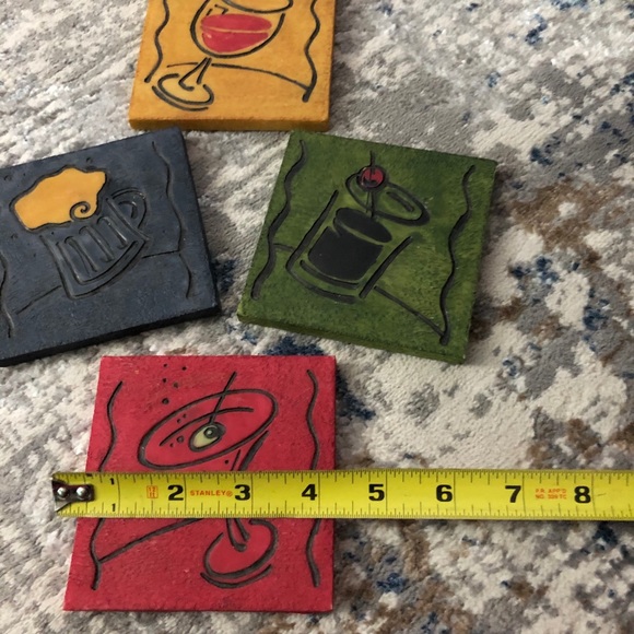 NWT! 4 Drink Coasters With Whimsical Design - Picture 2 of 5